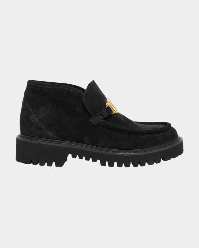 VLogo Suede Loafer Booties